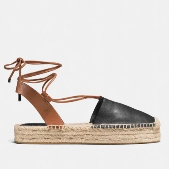 Coach Rita Espadrilles in Black Leather - Picture 2 of 7